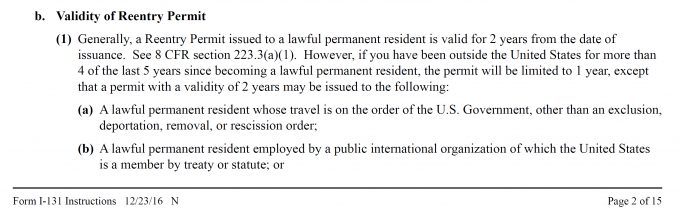 Permanent Resident Card – Re-entry Permit