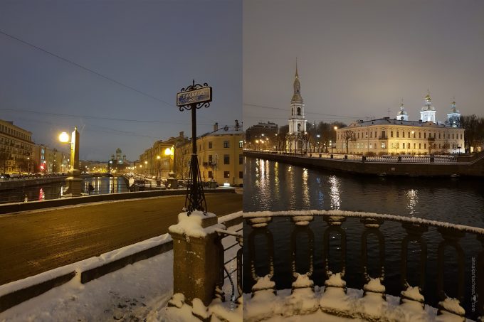 Пикалов мост в Петербурге и вид с него на Никольский собор